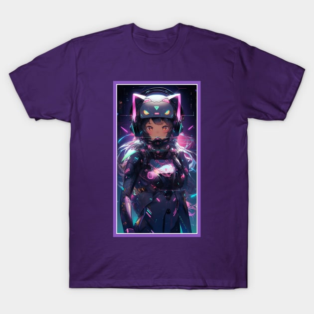 Anime Sci-Fi Cat Girl | Quality Anime Girl Artwork | Manga Girl Anime Art T-Shirt by AlNoah